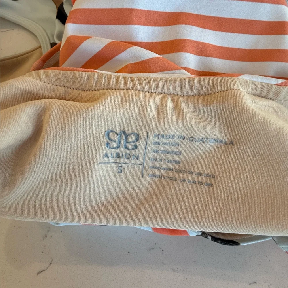 Albion fit Floral & Stripe Scoop Neck Women's one piece - Coral/White - Picture 4 of 4